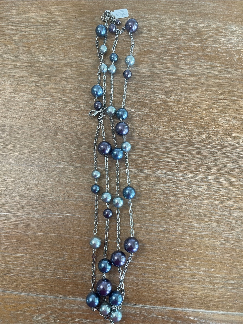 Lia Sophia Iridescent Blue & Purple Multi-Strand Pearl Necklace